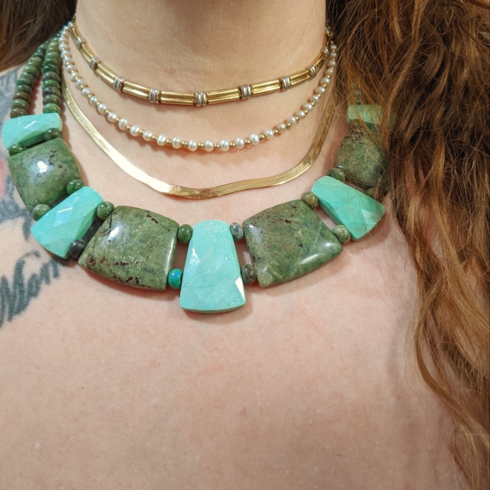 Green Opal and Variscite Gemstone Necklace Jay King - Picture 12 of 12